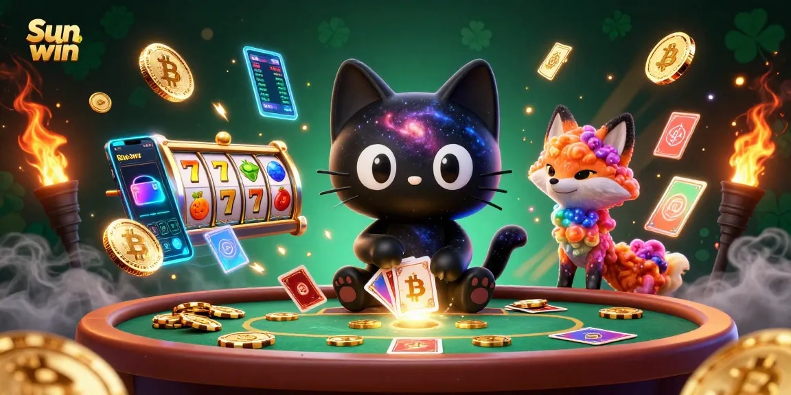 Experience the thrill of Sun win with a cosmic casino showdown featuring cartoon characters and vibrant gaming elements.