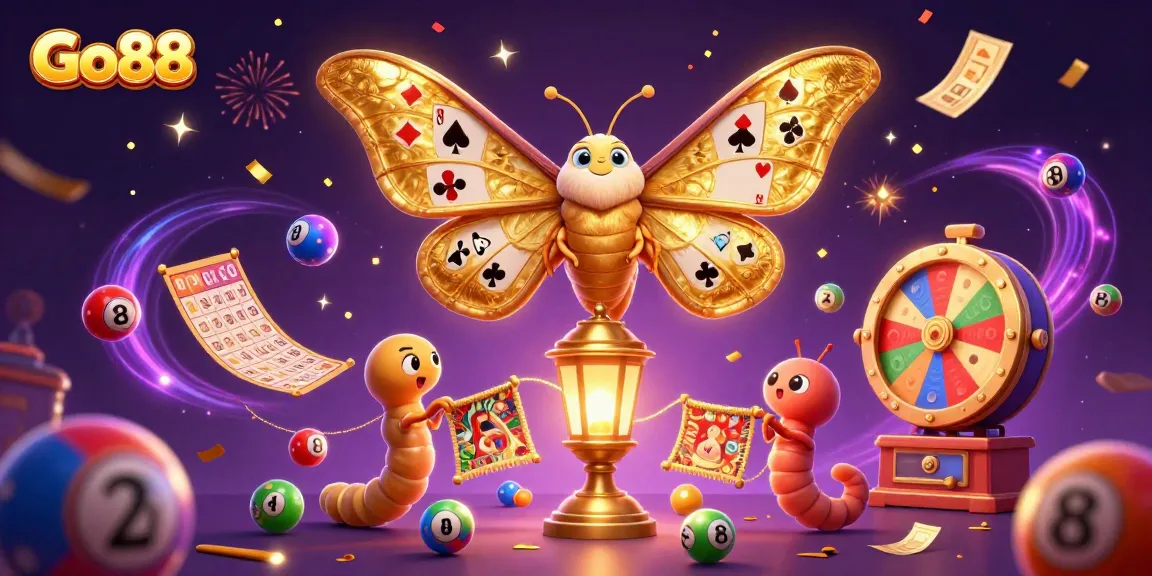 Win big at Go88 with vibrant lottery balls and casino scenes in a magical atmosphere.