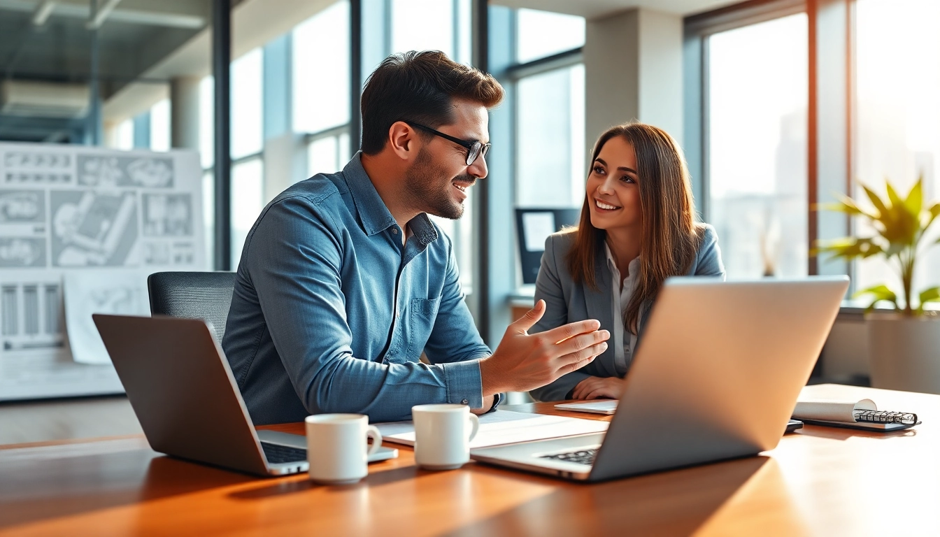 Headhunter Ingenieure im Gespräch mit einem Kandidaten in einem modernen Büro, umgeben von professionellen Unterlagen.