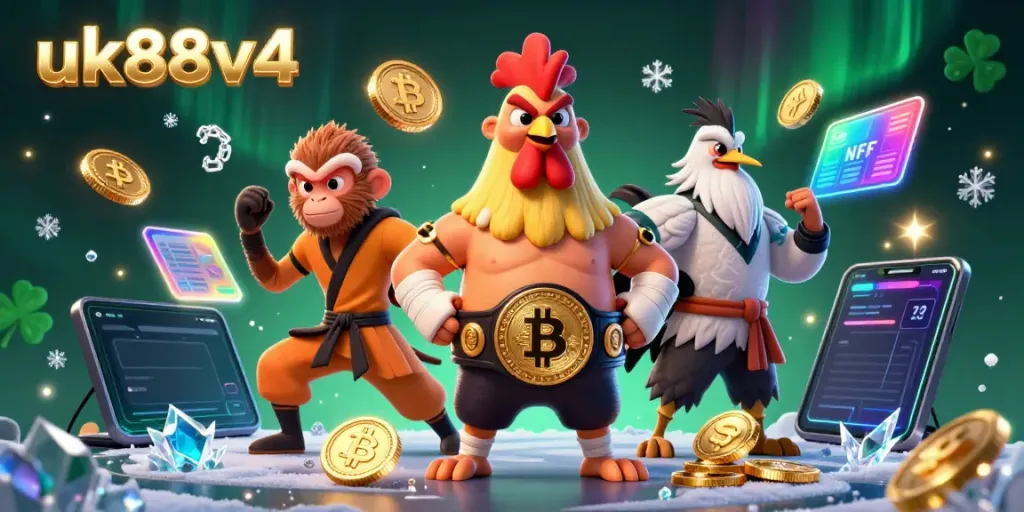 Experience the vibrant uk88v4 scene with dynamic characters and crypto gambling elements.