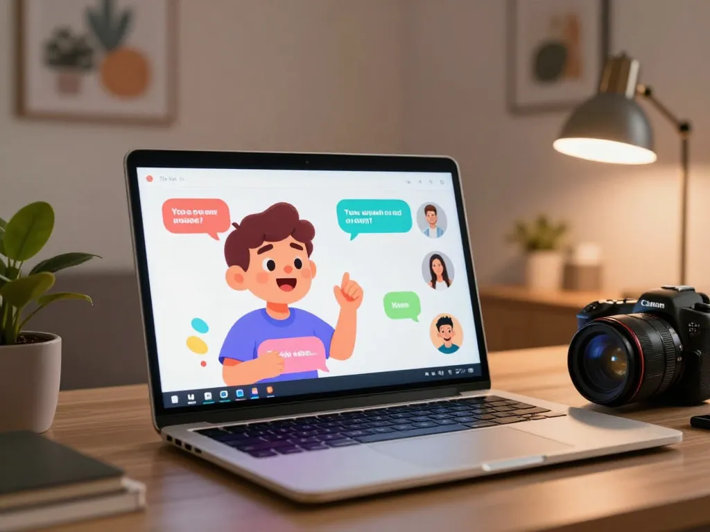 Engaging character ai nsfw chat experience in a cozy home office.