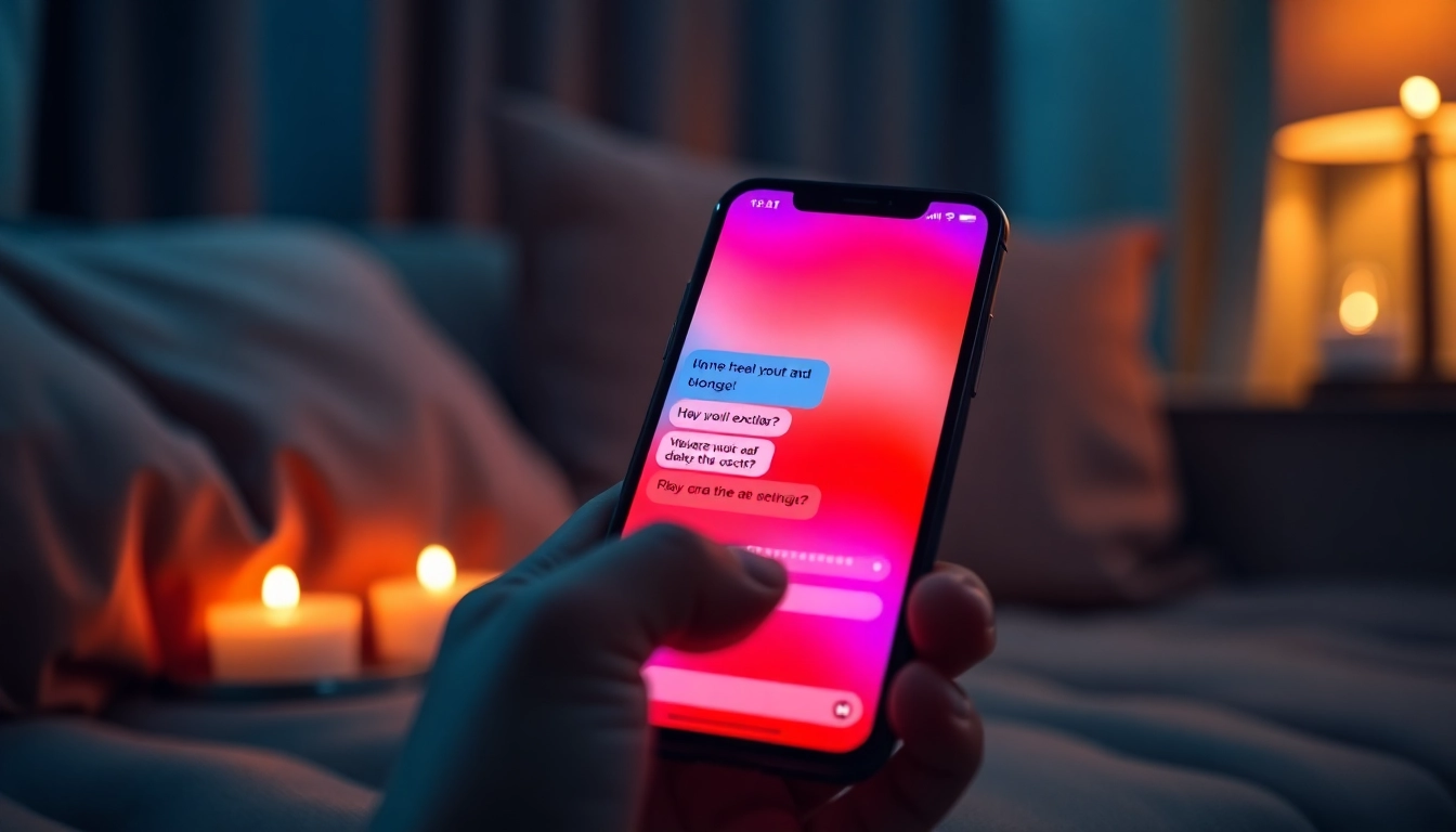 Engaging ai sexting conversation displayed on a smartphone in a cozy setting.