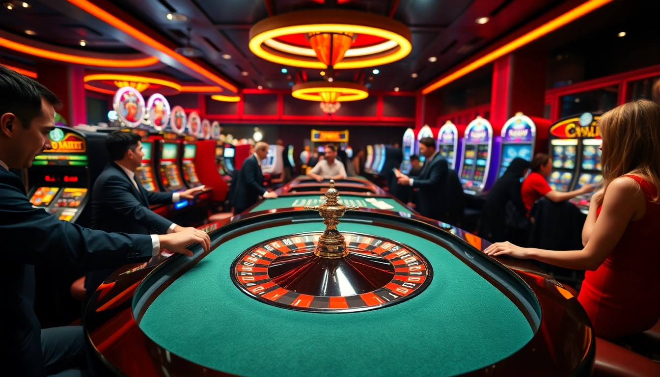 Spannende Casino-Hintergrund mit spelers an einem roulette Tisch, casinospiele.de im Fokus.
