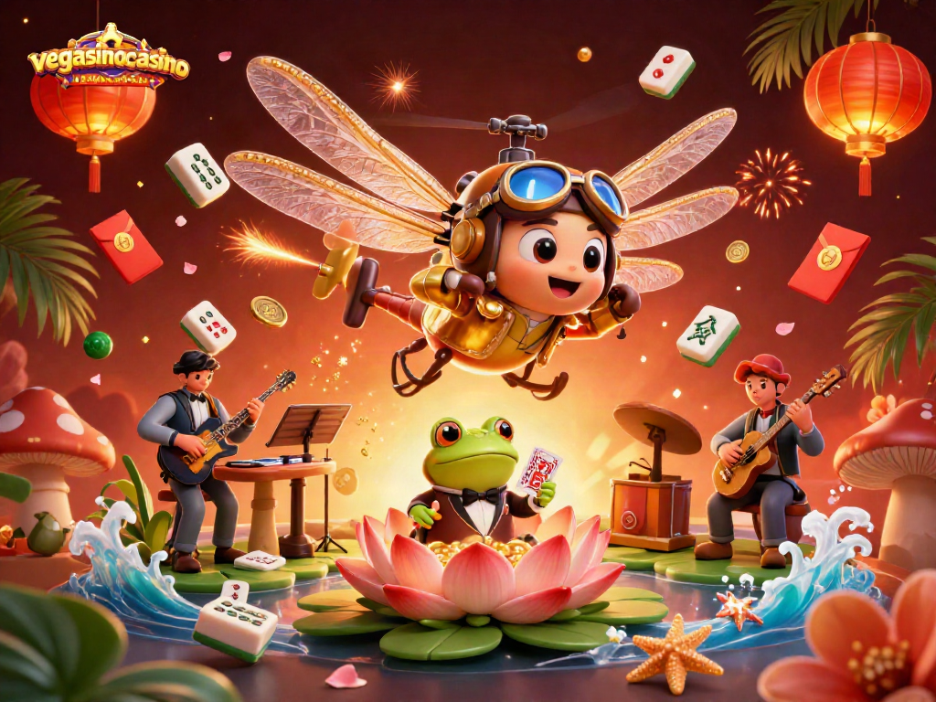 Engage in exciting gaming at vegasinocasino, showcased through vibrant characters and dynamic casino elements.