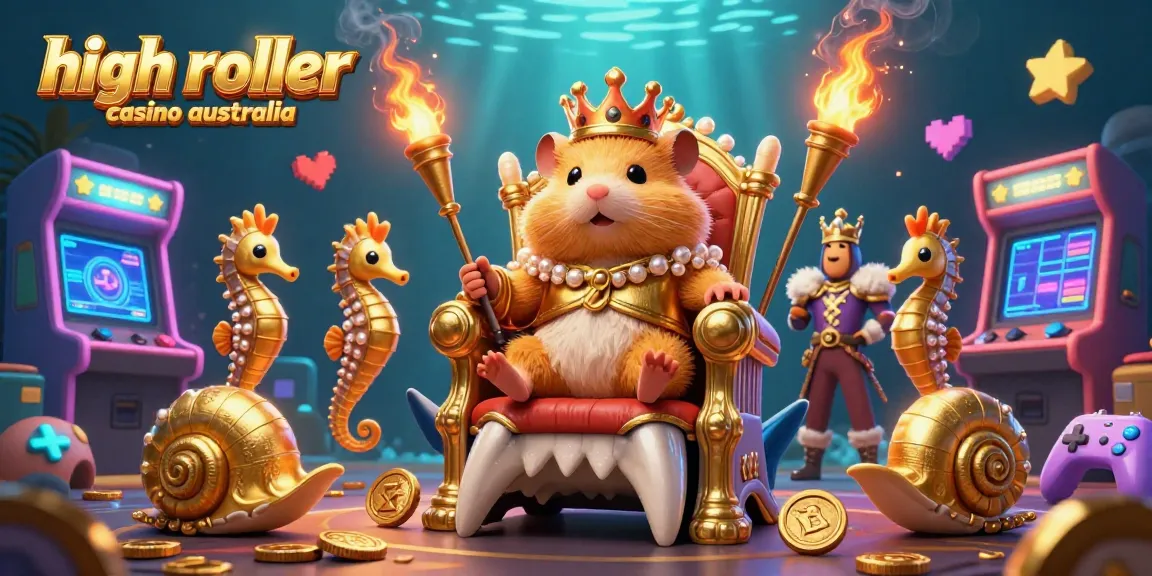 Experience the excitement of high roller casino australia with our vibrant 3D casino illustration featuring a golden hamster king.