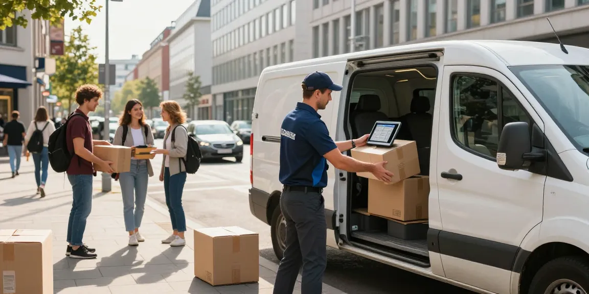 Kurierdienst in Stuttgart bei der Paketauslieferung in der Stadt.