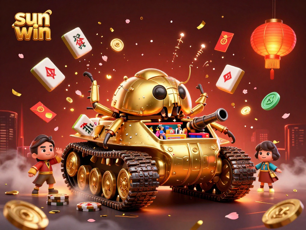 Experience the vibrant sun win casino atmosphere with a golden beetle tank showcasing mini games and celebrations.